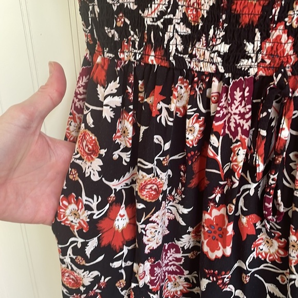 BAND OF GYPSIES floral smocked bodice ruffled sleeve mini dress with pockets XS - Picture 4 of 12